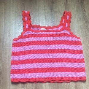 GAP Women’s 100% Cotton Red and Pink Striped Knit Tank Top Size Medium